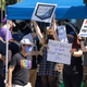Blizzard and Activision employees protesting outside.